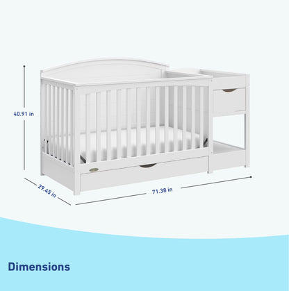 Graco Bellwood 5-in-1 Convertible Crib with Changing Table (White)