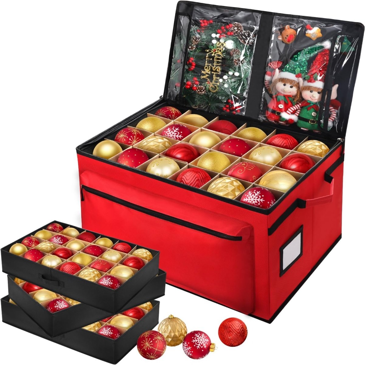 Large Christmas Ornament Storage Boxes (Red) - Sumara Shop LLC