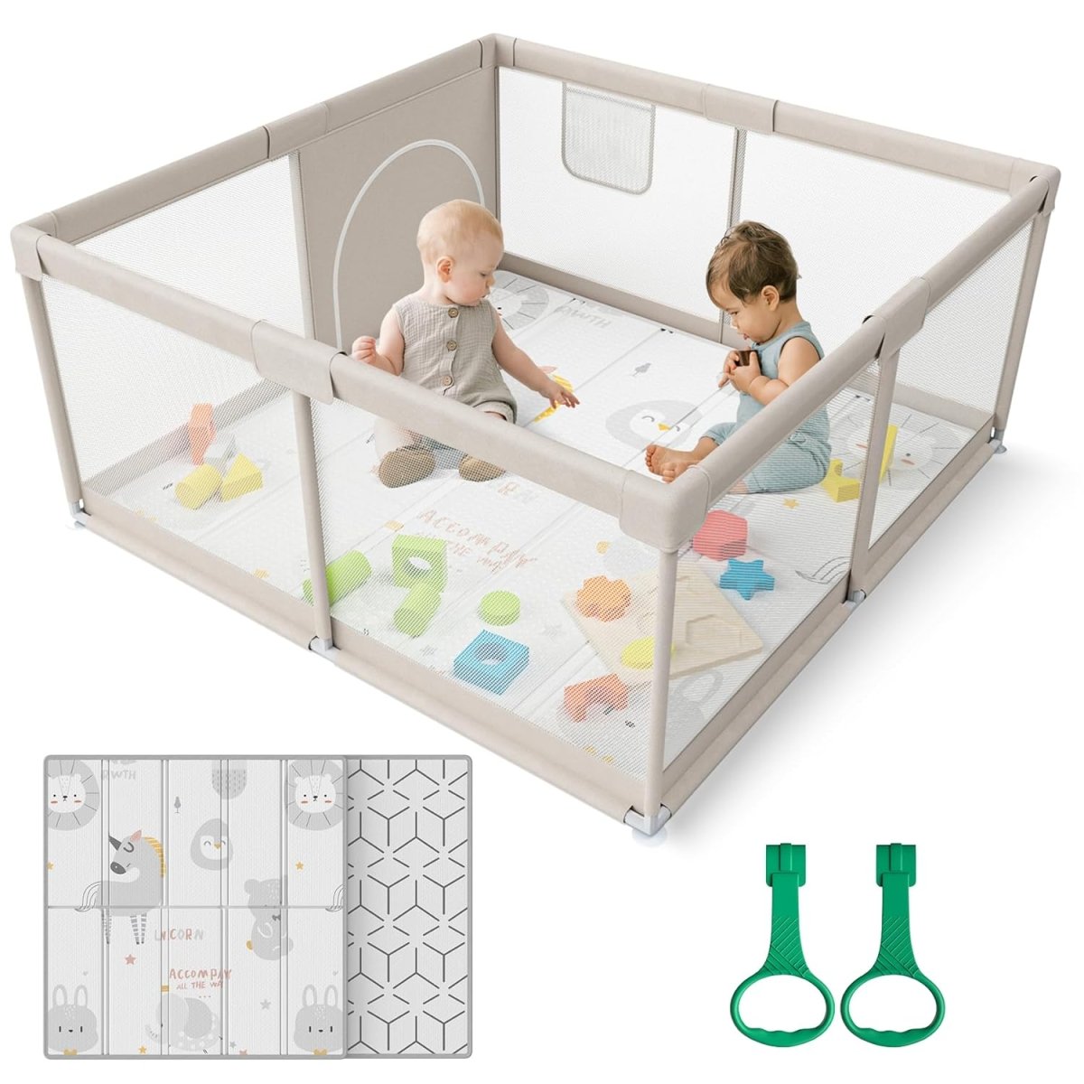 ZEEBABA Baby Playpen with Mat – 47x47 inch - Sumara Shop